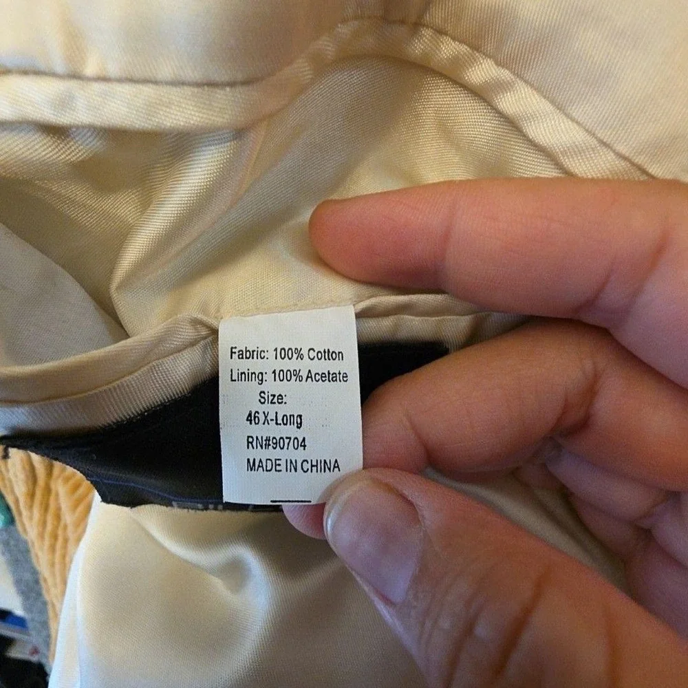 Bill Blass Blazer Sport Coat Mens 46XL Beige Cotton Corduroy Classic Jacket